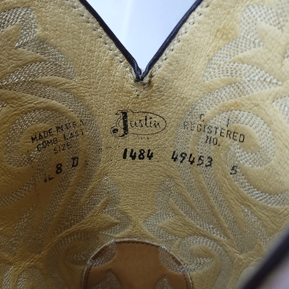 Justin Cowboy Boots 8D 1484 Made In The USA - Picture 3 of 8